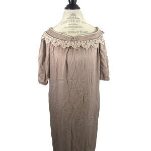 Vintage Carol Peretz Dusty Greige Lace Silk Dress Size 6
